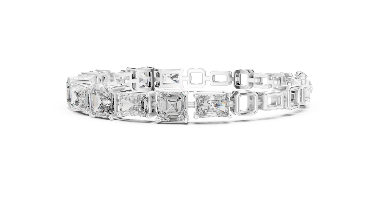 6 karātu Radiant &amp; Princess Cut dimanta rokassprādze no 14K zelta (rozā, dzeltenā, baltā krāsā) – IGI sertificēta