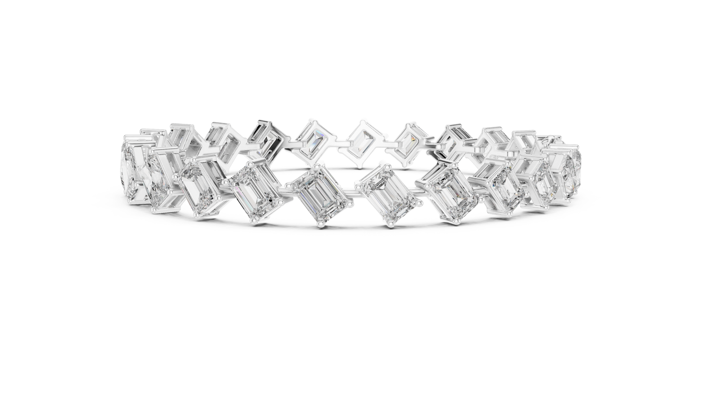 14K Gold Diamond Bracelet (23 Diamonds, 13.80 Ct) | Emerald & Radiant Cut | Available in Yellow, White & Rose Gold