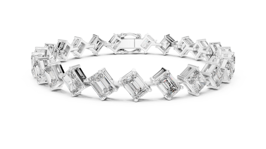 14K Gold Diamond Bracelet (23 Diamonds, 13.80 Ct) | Emerald & Radiant Cut | Available in Yellow, White & Rose Gold