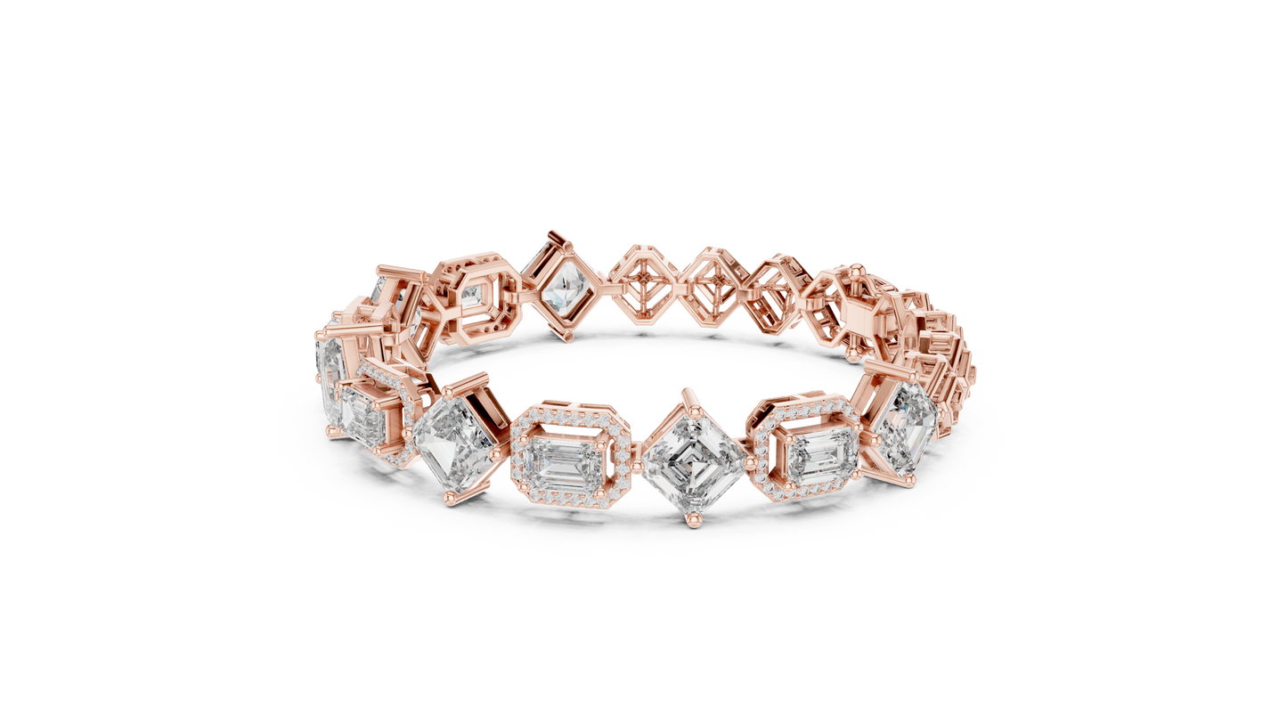 12 Carat Multi-Shape Diamond Bracelet in 14K Gold – Round, Emerald & Princess Cut | White, Yellow & Rose Gold Fine Jewelry