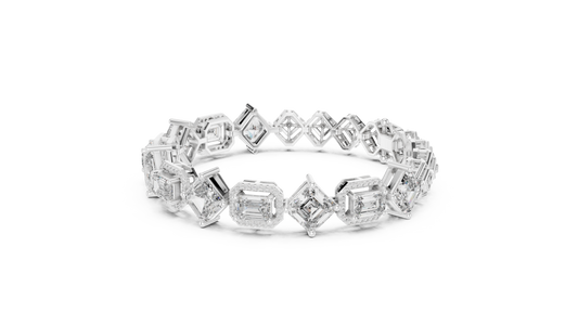 12 Carat Multi-Shape Diamond Bracelet in 14K Gold – Round, Emerald & Princess Cut | White, Yellow & Rose Gold Fine Jewelry