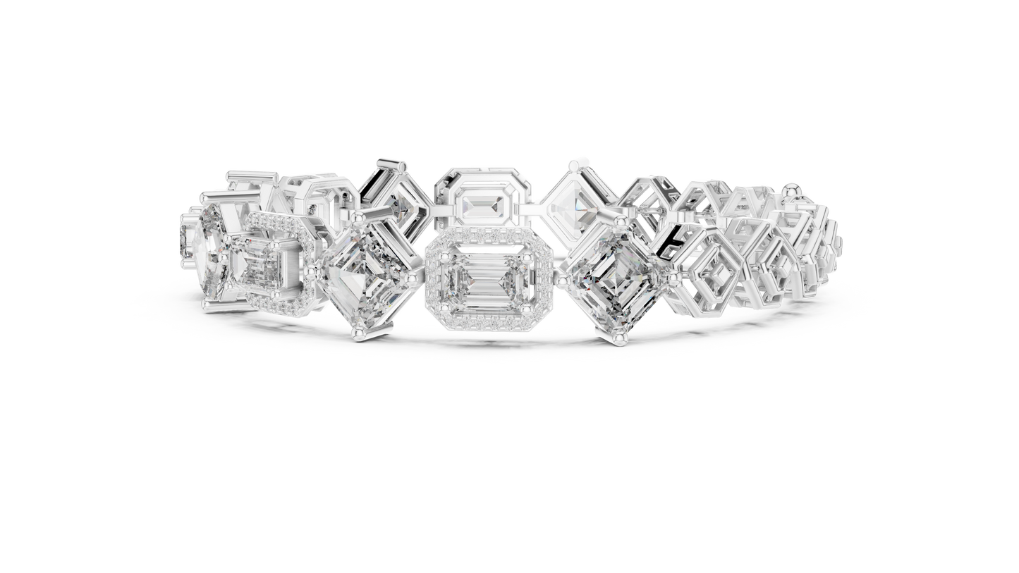 12 Carat Multi-Shape Diamond Bracelet in 14K Gold – Round, Emerald & Princess Cut | White, Yellow & Rose Gold Fine Jewelry