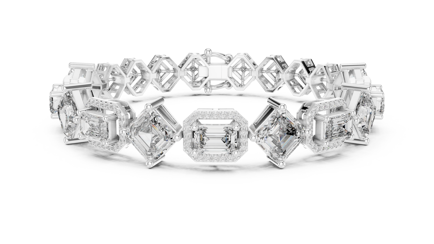12 Carat Multi-Shape Diamond Bracelet in 14K Gold – Round, Emerald & Princess Cut | White, Yellow & Rose Gold Fine Jewelry