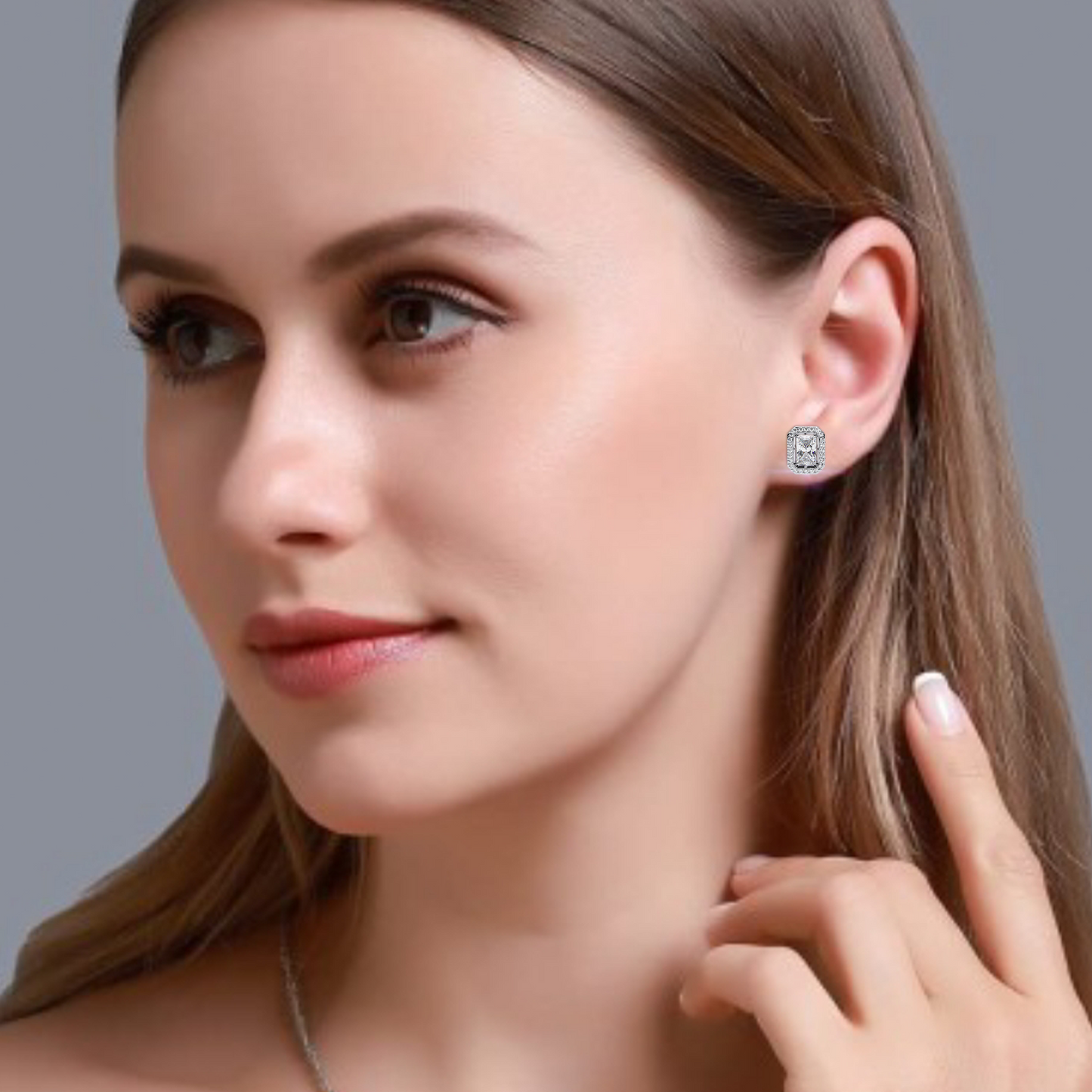 14K Gold Radiant Cut Diamond Halo Stud Earrings – 2 Carat Total Weight