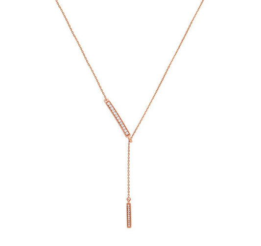 Bar Drop Rose Gold Diamond Necklace