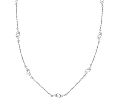 Round Natural Diamond with Prong Set White Gold Trendy Necklace