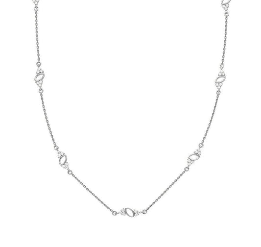Round Natural Diamond with Prong Set White Gold Trendy Necklace