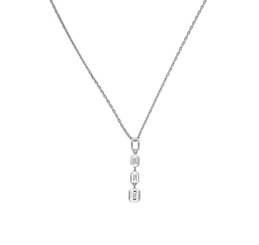 Elegant Cascade Emerald Cut Diamond Gold Necklace