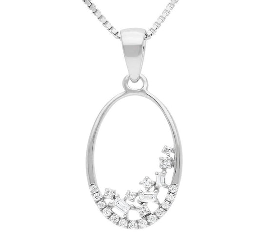 Graceful Oval & Baguette Diamond Gold Necklace